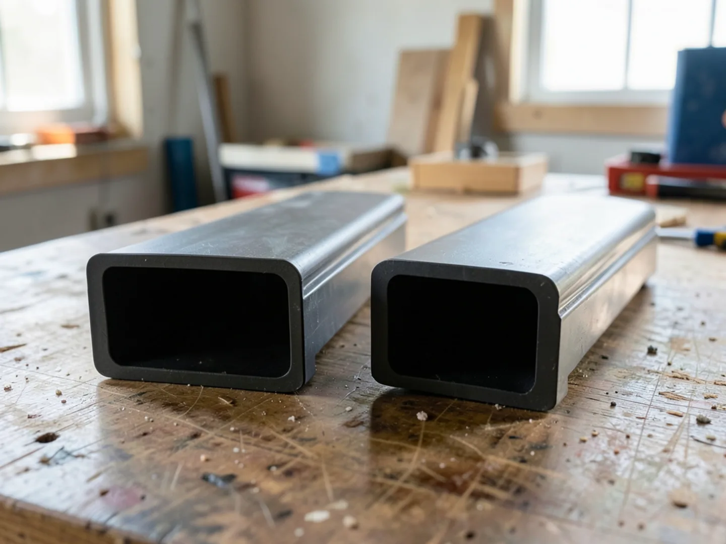 Physical side-by-side comparison of 5-inch and 6-inch K-style gutter profiles